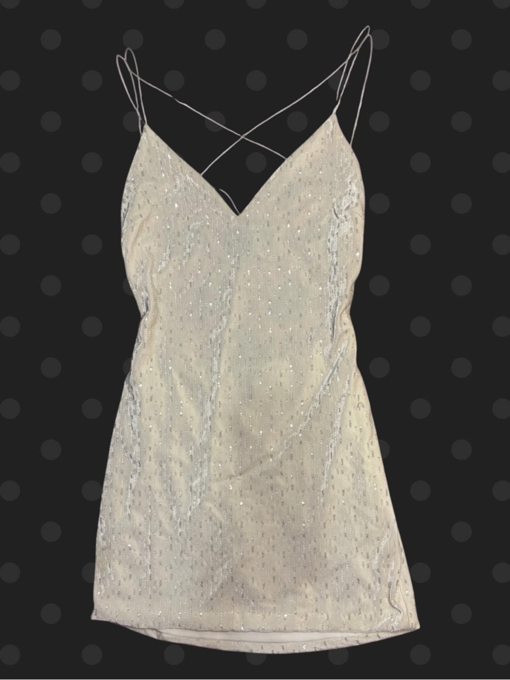 Windsor White Sequin Open Back Mini Dress Size Medium